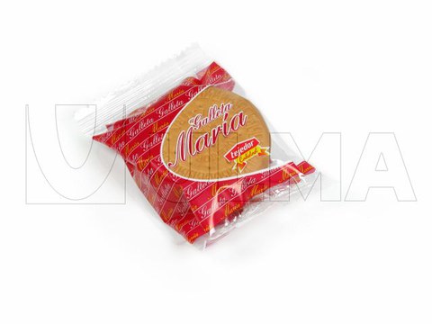 Stacked biscuit packaging in flow pack wrapper