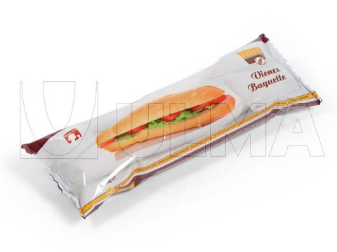 Baguette bread packaging in flow pack (hffs) with modified atmosphere (MAP)