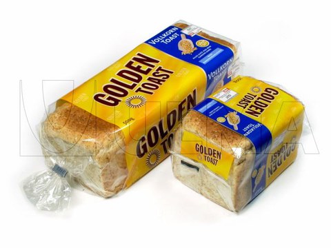 Sliced bread packaging in flow pack wrapper