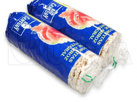 Diet rice cakes packaging in flow pack wrapper (HFFS)