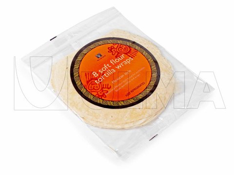 Mexican tortilla packaging in modified atmosphere (MAP) with zipper type reclosable system in flow pack wrapper