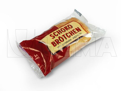 Chocolate bread packaging in flow pack wrapper (hffs)