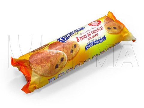 Chocolate breads packaging in flow pack (hffs)