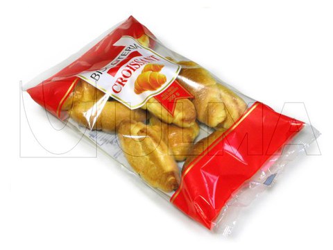 Croissant packaging in vertical machine (VFFS) with steady flat bottom pillow pack