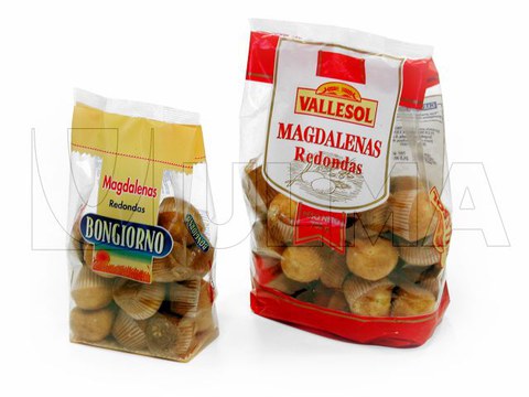 Muffin packaging in vertical machine (VFFS) in steady bottom pillow pack