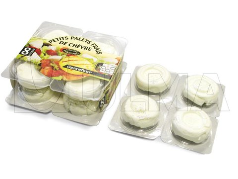 Goat's cheese portions packaging in thermoforming with rigid film and modified atmosphere (MAP)
