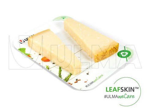 Parmigiano-Reggiano cheese packaging in LeafSkin(TM) traysealing sustainable solution