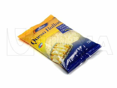 Shredded cheese packaging in VFFS machine in MAP with laminated film.