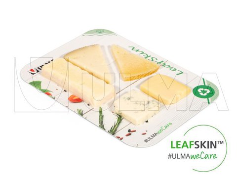 Cheese portions packaging in traysealing in LeafSkin(TM) traysealing sustainable solution