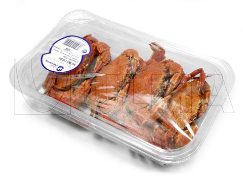 Frozen crab packaging in traysealing
