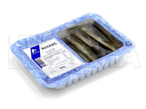Frozen seafood packaging in traysealing