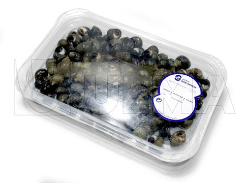 Frozen snails packaging in traysealing