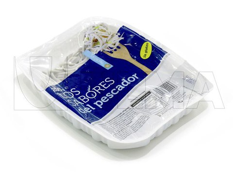 Artificial elver (gulas) packaging in thermoforming with rigid film