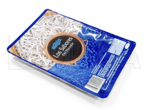 Artificial elver (gulas) packaging in thermoforming with rigid film