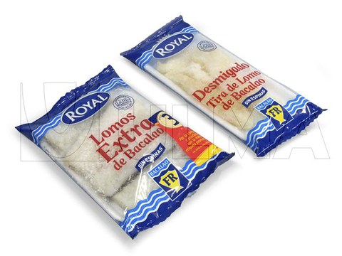 Salted codfish packaging in flow pack (hffs)