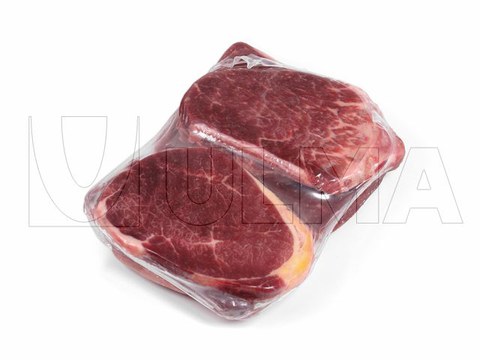 Meat cuts in thermoforming with vacuum and shrink film