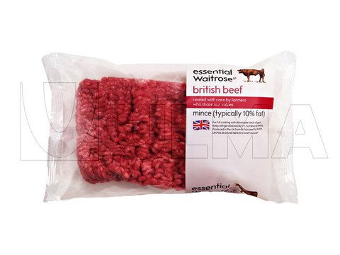 Minced meat packaging in flow pack wrapper (HFFS) in modified atmosphere (MAP)