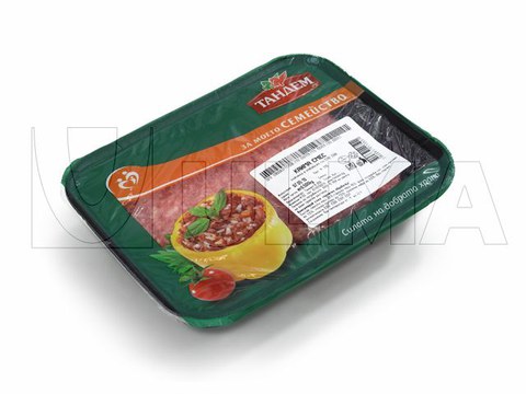 Minced meat packing in traysealer with protected atmosphere (MAP)
