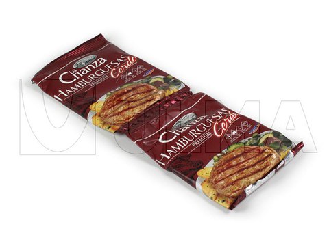 Frozen burger packaging in flow pack wrapper (hffs)