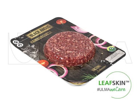 Hamburger packaging in LeafSkin(TM) traysealing sustainable solution