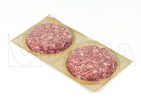 Hamburger packaging in skin thermoforming and bipack package