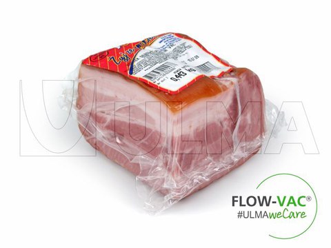 Processed meat packaging in Flow Vac wrapper