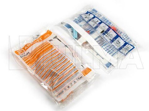 Medical ware tight packaging in flow pack wrapper (HFFS) ready for sanitization by means of ethylene oxide using TYVEK strip