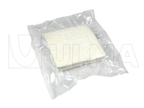 Sponge packaging in flow pack wrapper