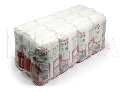 Sleeve wrapping of rice square packages in low density polyethylene shrink film.