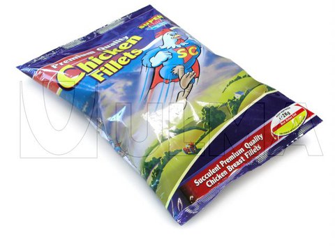 Frozen chicken legs and breasts packaging in vertical machine (VFFS) in pillow pack