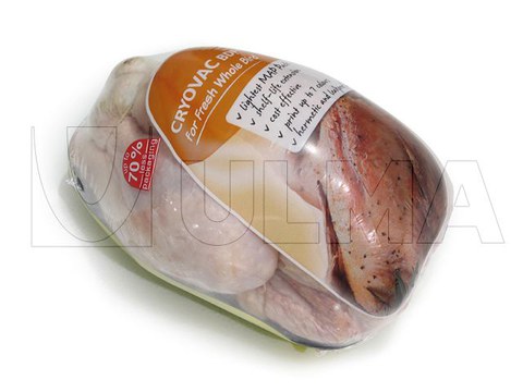 Whole chicken packaging in flow pack (hffs) with shrink barrier film (BDF®)