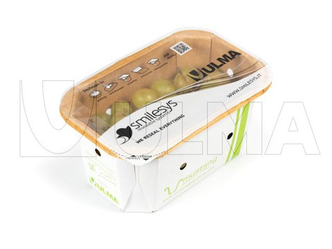 Grapes packaging in traysealing with carton tray and resealable lid