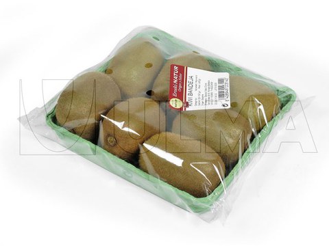 Kiwis packaging in cardboard tray in flow pack wrapper (hffs)