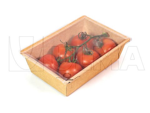 Tomato packaging in traysealing with a carton tray