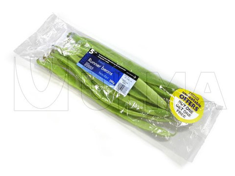 Green bean packaging in flow pack wrapper  (hffs)