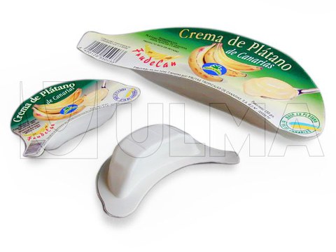 Banana cream packaging in thermoforming with rigid film