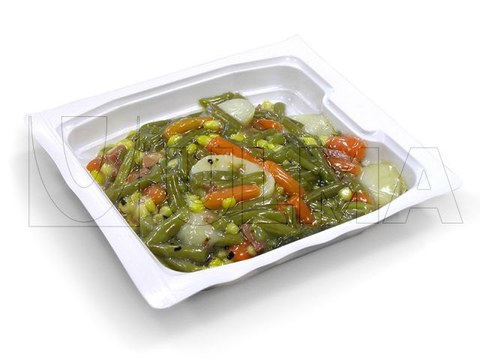 Ready vegetable stew packaging in thermoforming in skin pack