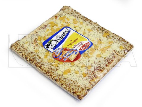 Fresh pizza packaging in flow pack (hffs) with shrink film