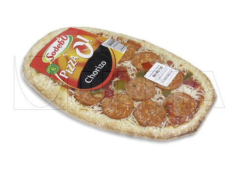 Fresh pizza packaging in flow pack (hffs) with shrink film
