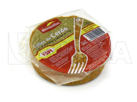 Cooked food vacuum packaging in thermoforming in flexible film