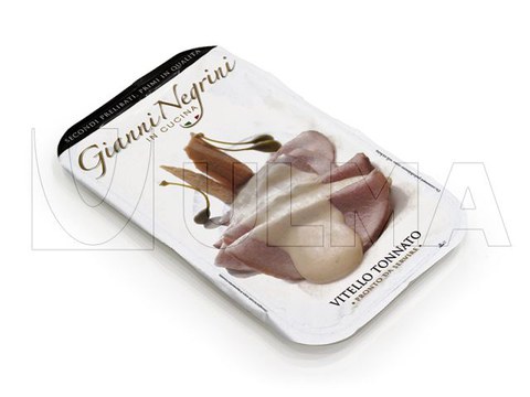 Cooked vitello tonnato packaging in traysealing with modified atmosphere (MAP)